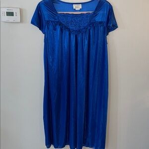Vintage Blue Lace Short Sleeve Nightgown Large